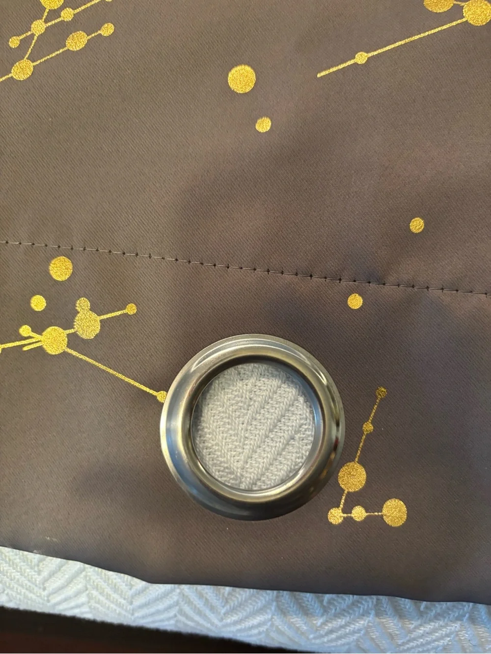 Gold Dot Patterned Grey Blackout Curtains